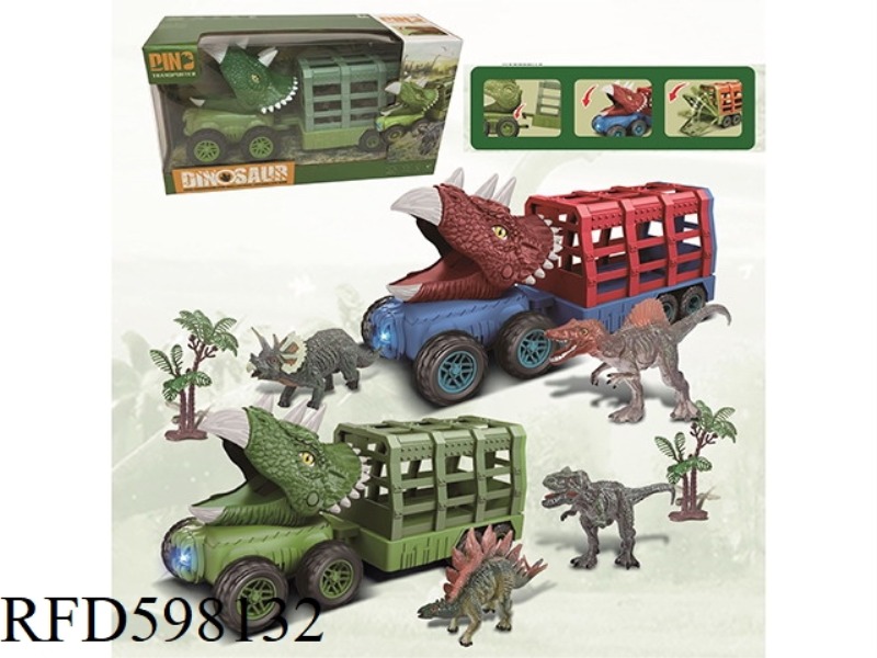 SOUND AND LIGHT PRESS TRICERATOPS DINOSAUR CAR