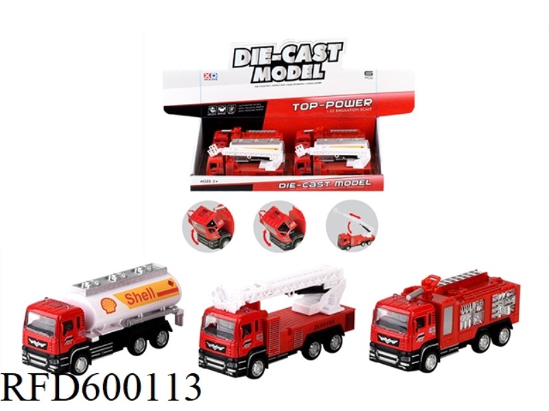 1:55 OPEN DOOR ALLOY PULL-BACK FIRE TRUCK