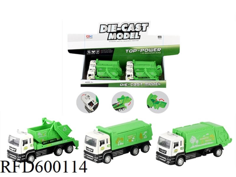 1:55 OPEN DOOR ALLOY PULL BACK SANITATION CAR