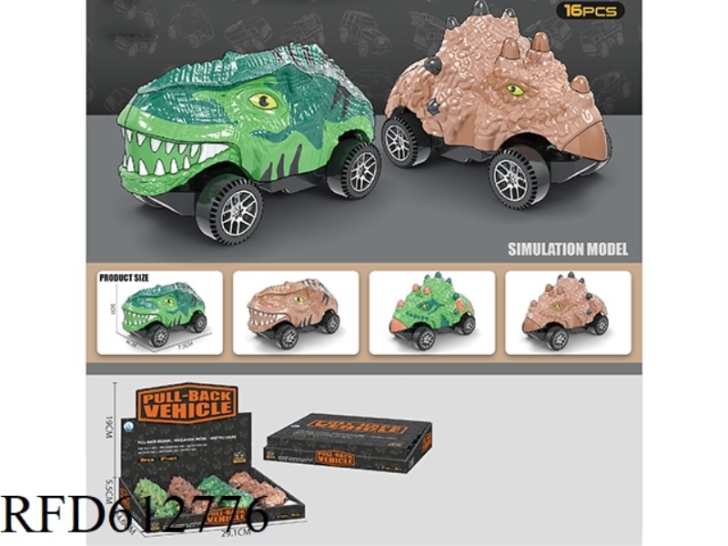 16 PULL-BACK DINOSAUR CARS