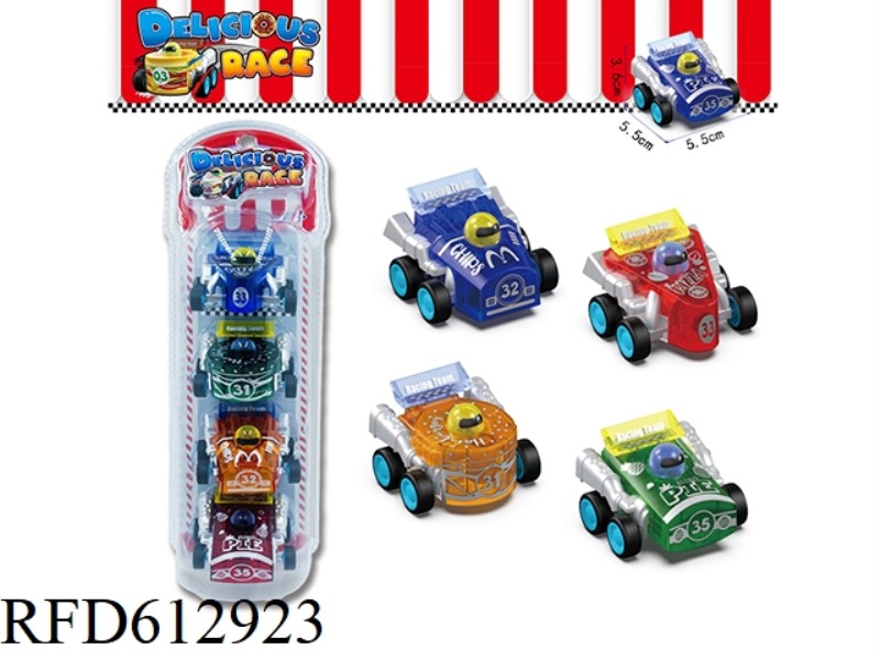 TRANSPARENT FOOD PULL-BACK CAR