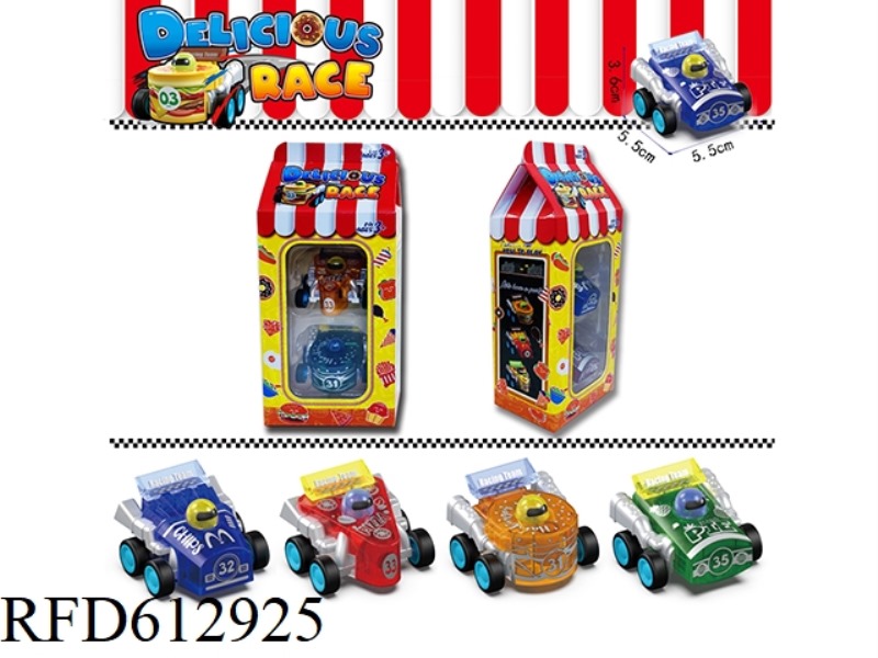 TRANSPARENT FOOD PULL-BACK CAR