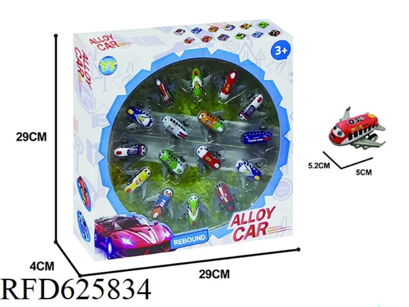 5.2 PULL-BACK IRON SHEET AIRCRAFT (CARTOON 16PCS)