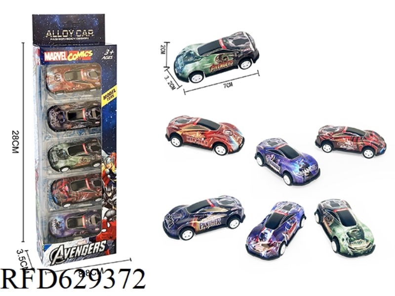 5 PACK PULL BACK IRON AVENGERS