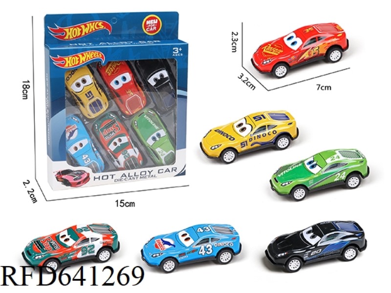 6 PULL BACK TIN CARS (CAR STORY)