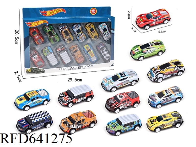 12 PULL BACK TIN CARS (SPORTS CARS+PICKUP TRUCKS)