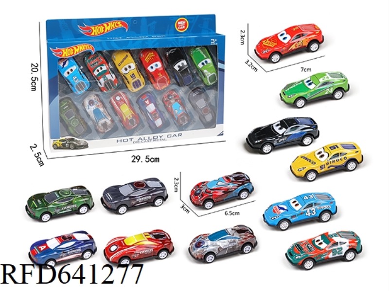 6 PULL BACK TIN CARS +6 SLIDING TIN THE AVENGERS.