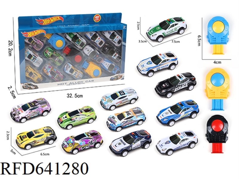 6 PULL BACK TIN POLICE CARS +6 PULL BACK TIN SPORTS CARS +3 CATAPULTS