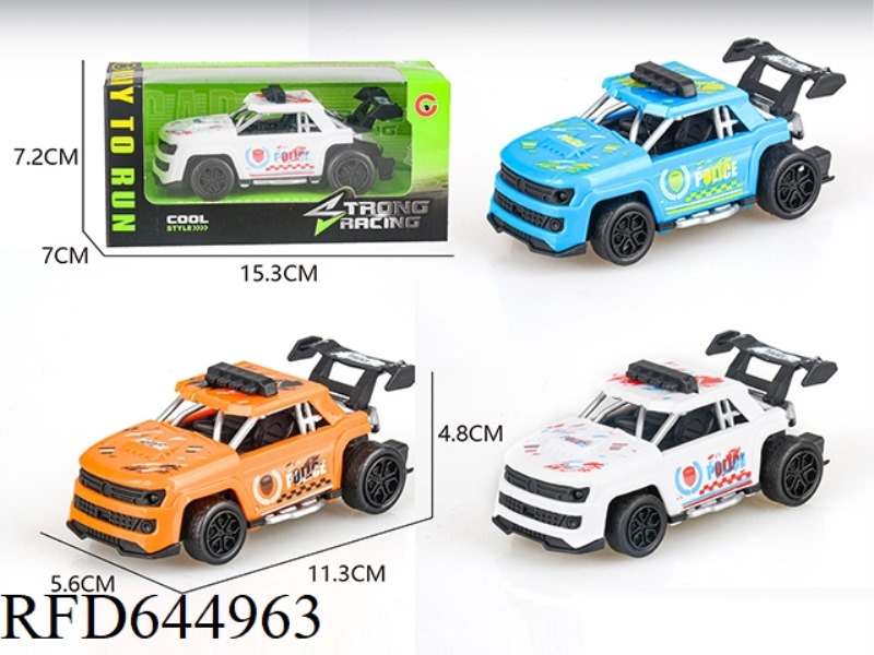 SMALL PULL-BACK SKELETON PICKUP POLICE CAR