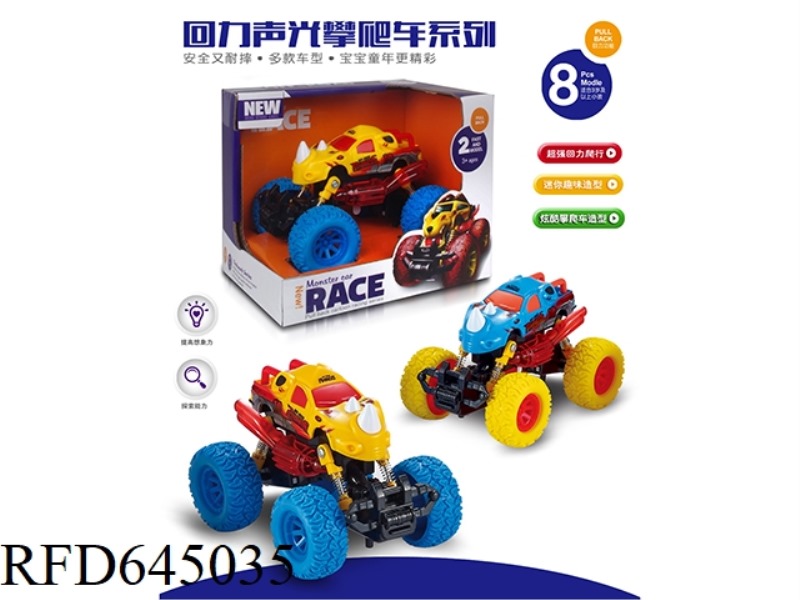 PULL BACK SPRING CROSS-COUNTRY RHINOCEROS CAR (CHARGED)