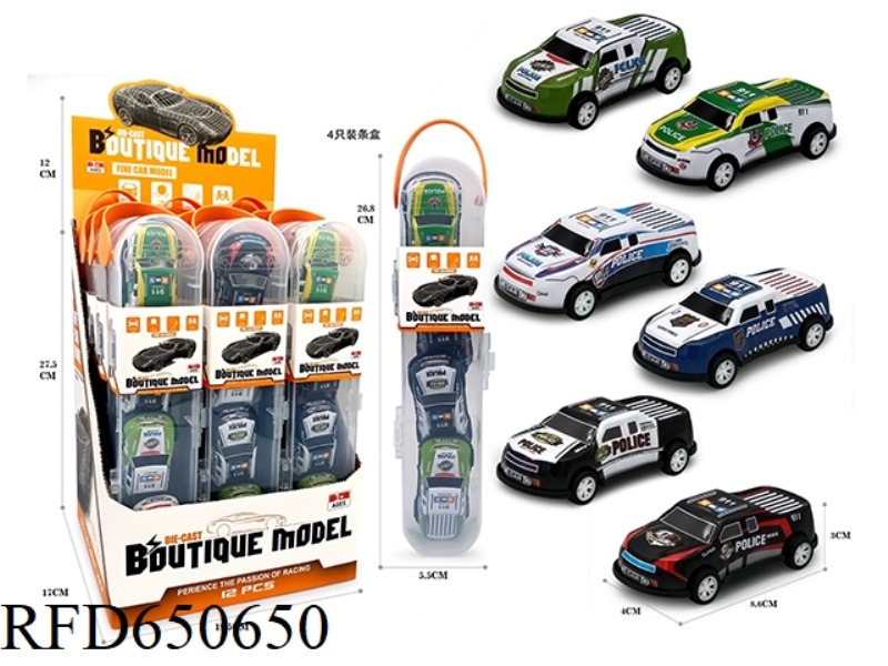 WARRIOR PICKUP TRUCK POLICE TIN CAR 8.6 CM 12PCS