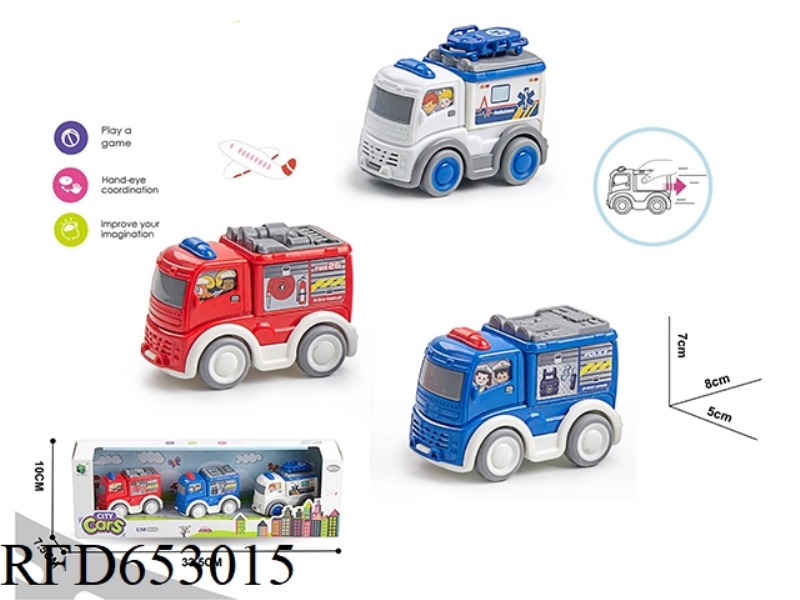 WARRIOR AMBULANCE FIRE TRUCK POLICE CAR SET