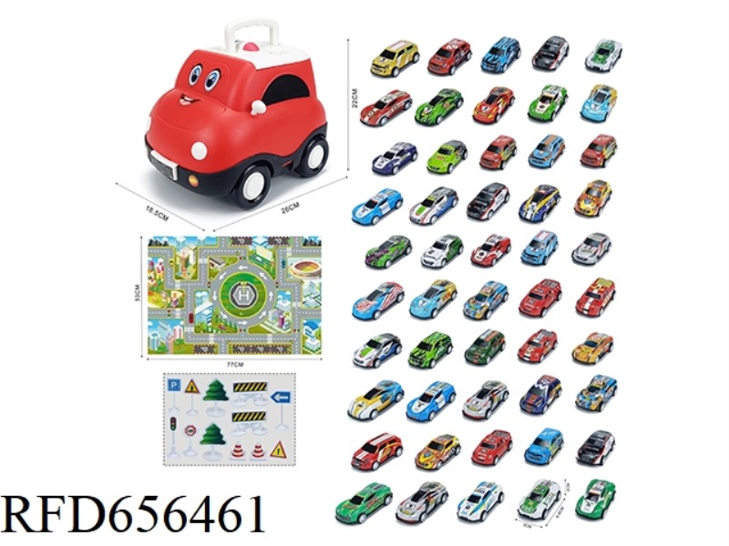 POLICE CAR STORAGE BUCKET (WITH 50 BOAI IRON CARTS +1 MAP +12 ROAD SIGNS)