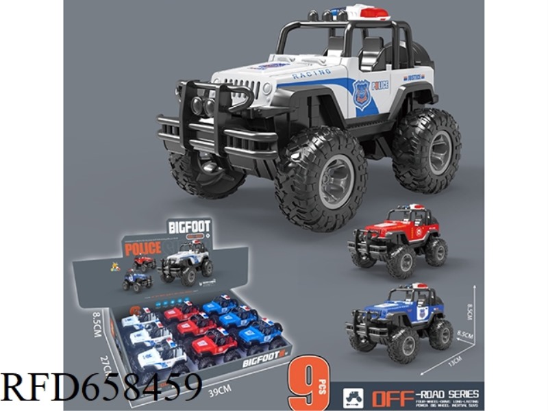 GIANT WHEEL WARRIOR WARRIOR PULLBACK SUV POLICE CAR (9 PCS)