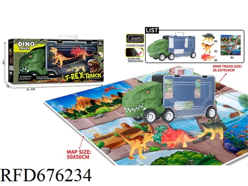 DINOSAUR STORAGE VEHICLE (3 DINOSAURS + MAP)