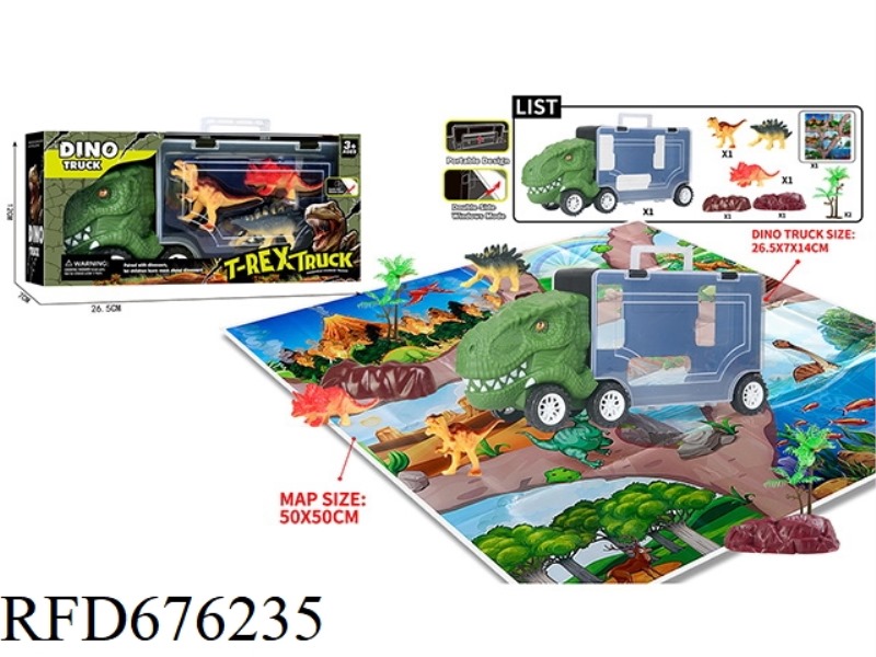 DINOSAUR STORAGE CART (3 DINOSAURS + MAP +2 STONES +2 TREES)