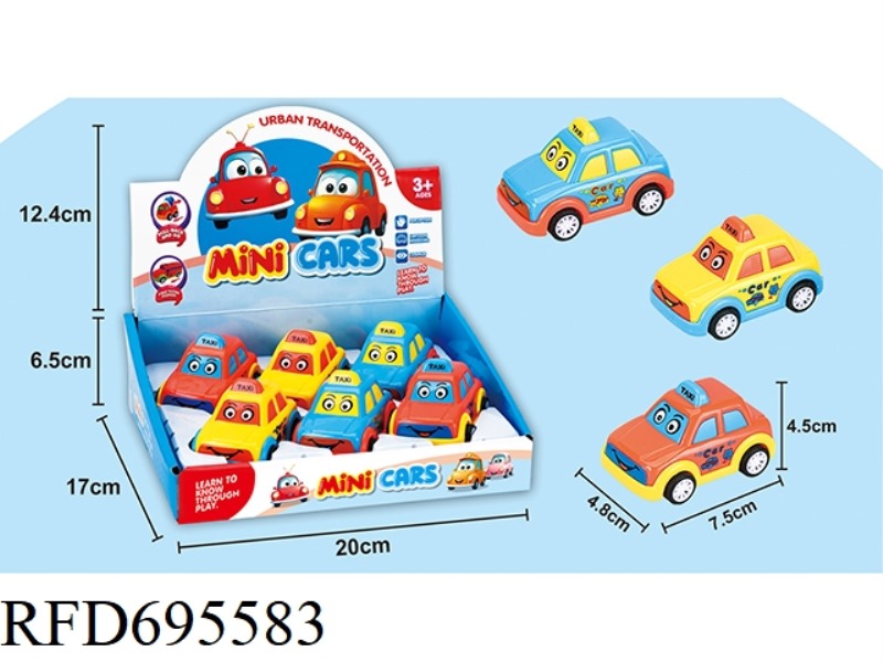 6PCS SOLID COLOR ABS CARTOON REGENERATIVE TAXIS