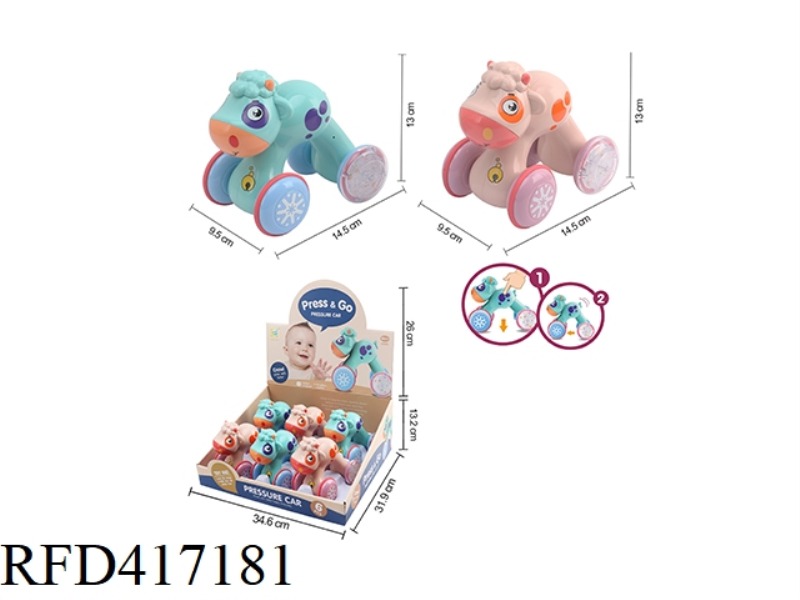 CARTOON SHEEP PRESSURE CAR FRICTION CAR 6PCS
