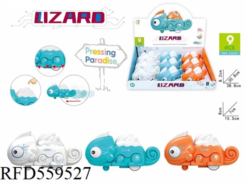 PRESS MECHANICAL LIZARD (3-COLOR MIXED PACK) DISPLAY BOX (9PCS)