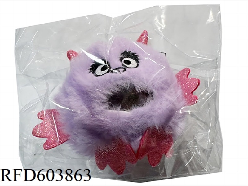 SQUEEZE HAPPY PURPLE MONSTER PLUSH VENT RELIEF DOLL BALL (ECO-FRIENDLY BULLET BEAD)