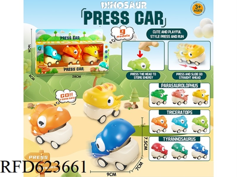 PRESS THE WALKING DINOSAUR 3PCS