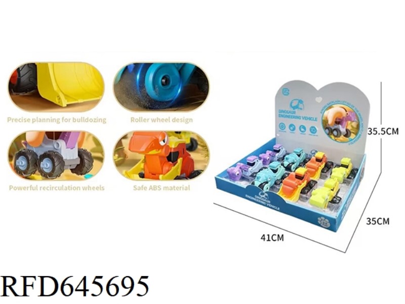 PRESS DINOSAUR ENGINEERING CAR 8PCS/ BOX