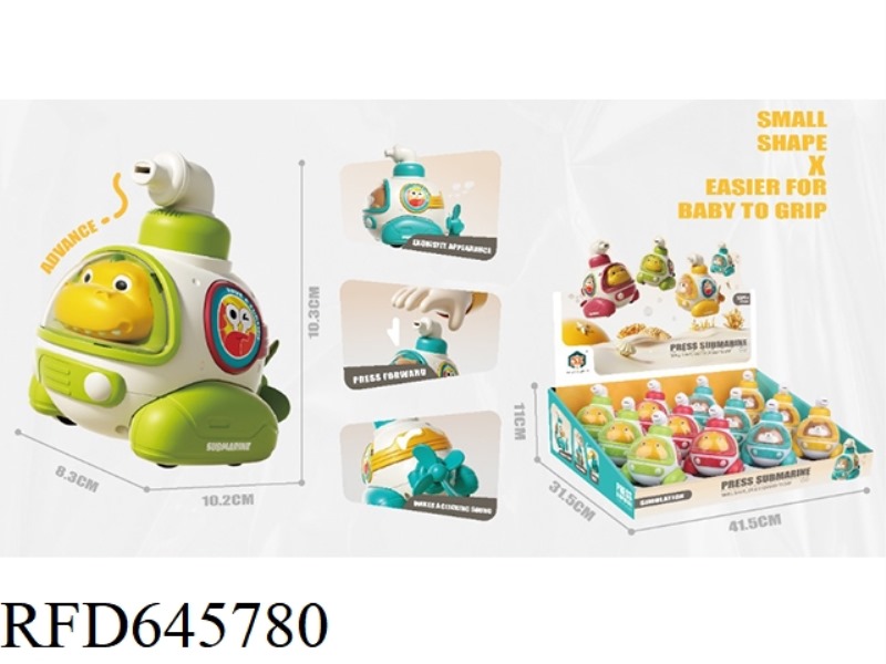 PRESS DINOSAUR/BEAR SUBMARINE + WHISTLE 12PCS