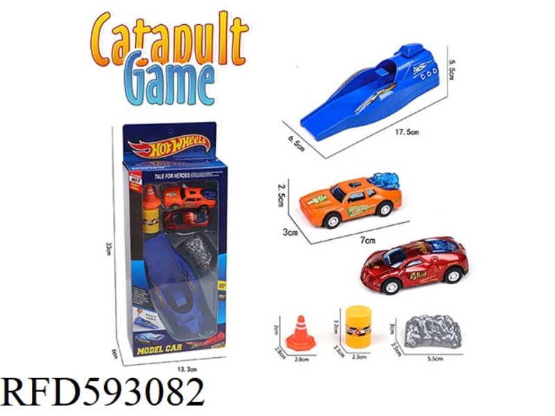 1 CATAPULT +2 SLIDING ALLOY SPORTS CAR +3 ACCESSORIES