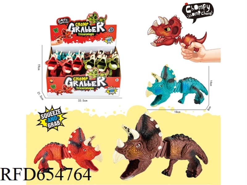 TELESCOPIC ANIMAL CLIP - TRICERATOPS 12PCS