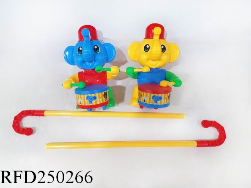 TOY PUSH AND PULL CARTOON DRUM ELEPHANT