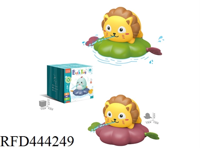LITTLE LION SPLASHING IN THE BATHROOM