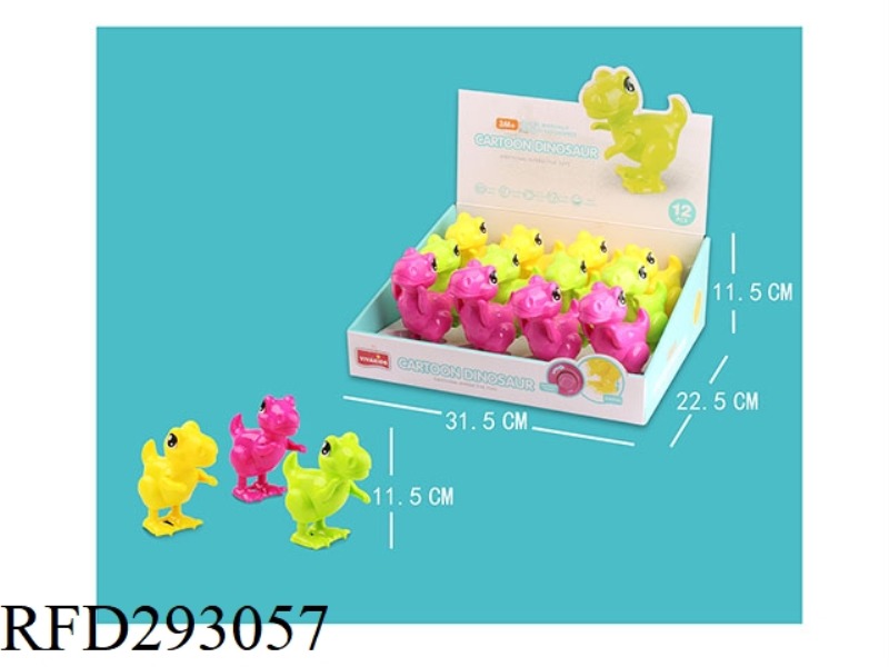 CARTOON WIND UP JUMP DINOSAUR 12 PCS