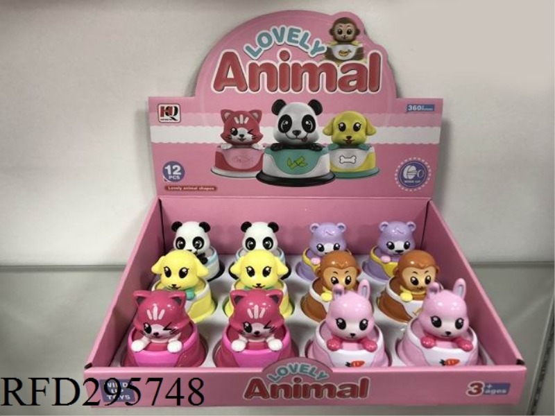 CARTOON WIND UP ANIMAL CAR 12PCS