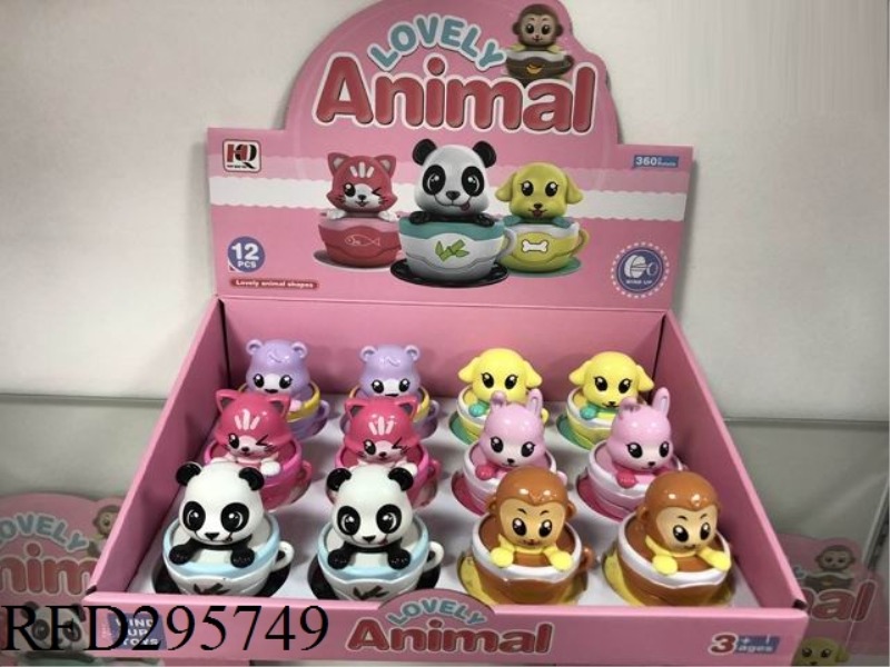 CARTOON WIND UP ANIMAL CAR 12PCS