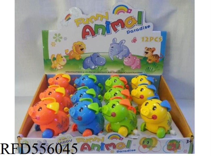 WINDING CARTOON CONFUSED PIG 12PCS