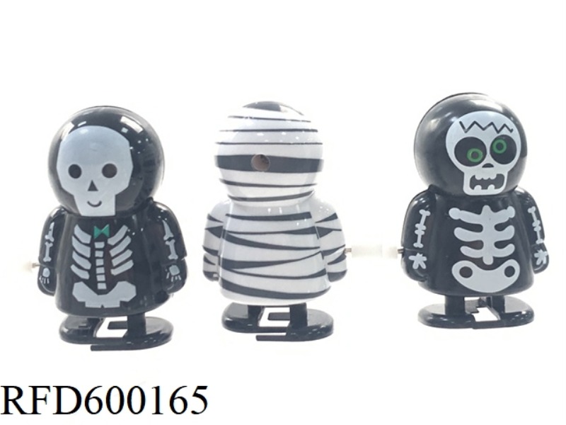 HALLOWEEN EASTER CHAIN WALKING GREEN EYE GHOST, GREEN COLLAR GHOST, EYE MUMMY GHOST WIND-UP TOY