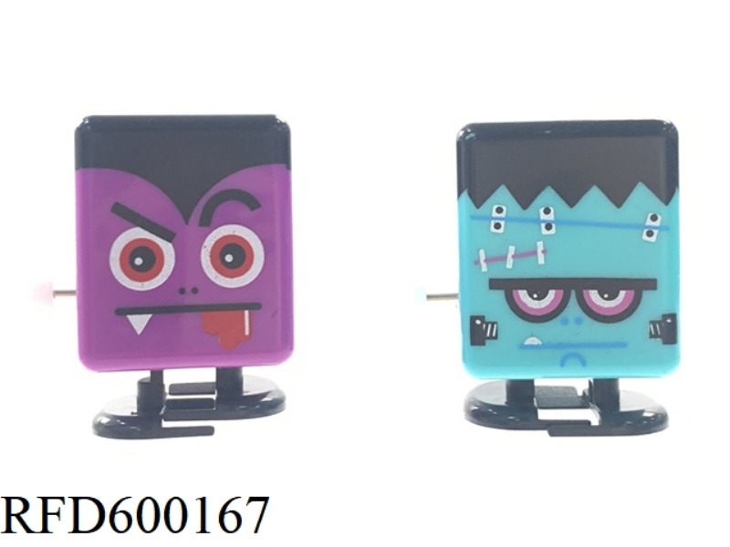 HALLOWEEN CHAIN WALKING SQUARE CARTOON EMOJI GRIMACE WIND-UP TOY