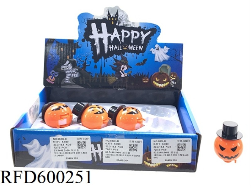 CHAIN 2 EMOTICON ROTATING TOP HAT PUMPKIN 12PCS