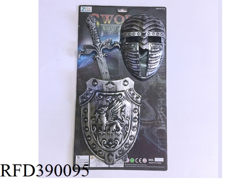 ANCIENT SILVER SINGLE SWORD SHIELD + MASK
