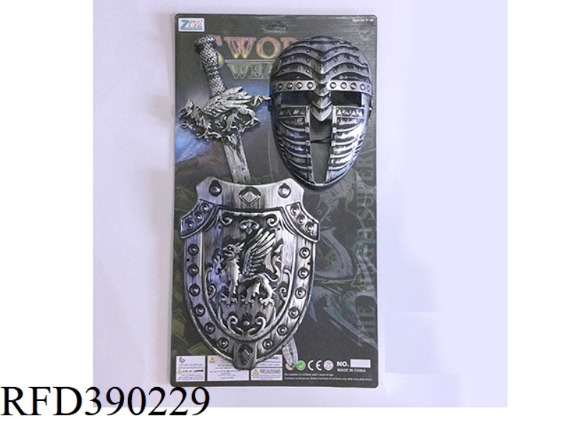 ANCIENT SILVER SINGLE SWORD SHIELD + MASK