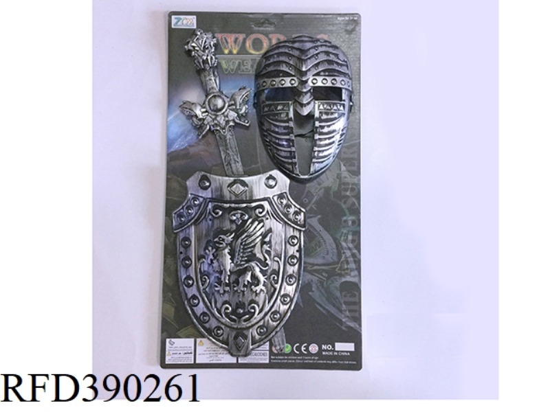 ANCIENT SILVER SINGLE SWORD SHIELD + MASK