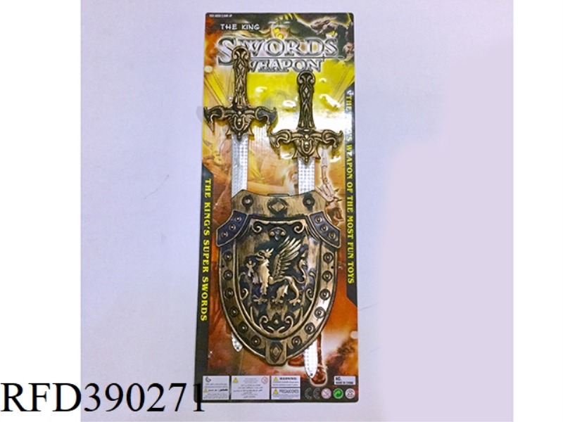 BRONZE DOUBLE SWORD AND SHIELD