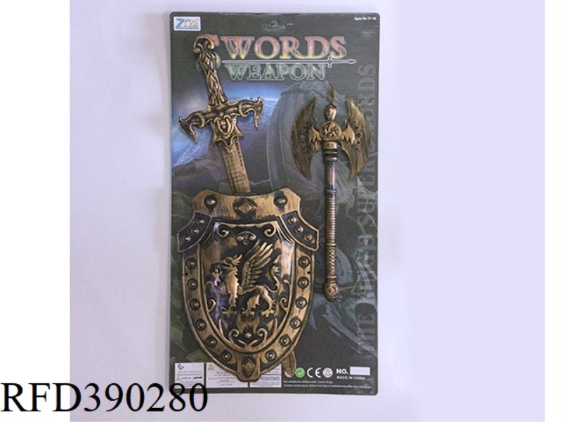 BRONZE SINGLE SWORD SHIELD + AXE