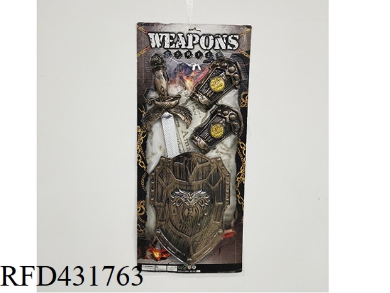 BRONZE WEAPON SET SWORD + SHIELD + DOUBLE BRACERS
