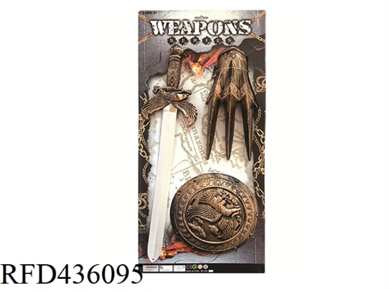 BRONZE WEAPON SET SWORD + ROUND SHIELD + CLAWS