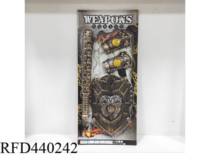 BRONZE WEAPON SET SHIELD + MACE + DOUBLE BRACERS
