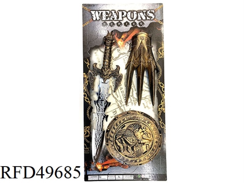 BRONZE WEAPON SET ROUND SHIELD + CLAW + SWORD