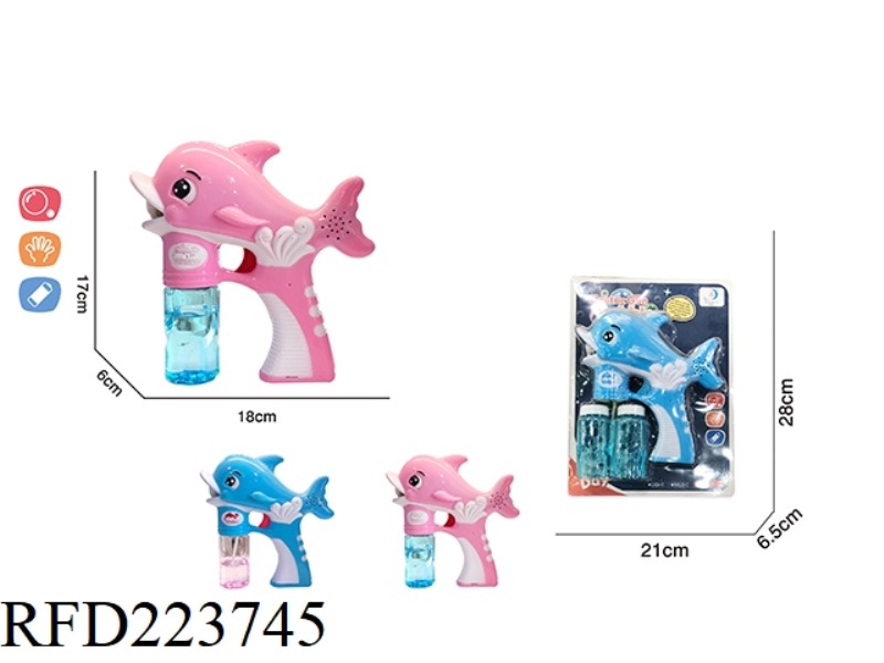 ELECTRIC DOLPHIN BUBBLE GUN WITH LIGHT AND MUSIC (2 COLORS MIXED)