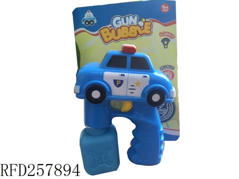 B/O BUBBLE GUN WITH MUSIC AND LIGHT, IT CONTAINS A 100ML BOTTLE OF OIL BOTTLE BUBBLE WATER