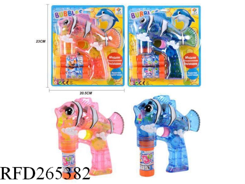 B/O TRANSPARENCY CLOWNFISH BUBBLE GUN WITH LIGHT(WITH 2 VASE BUBBLE WATER)